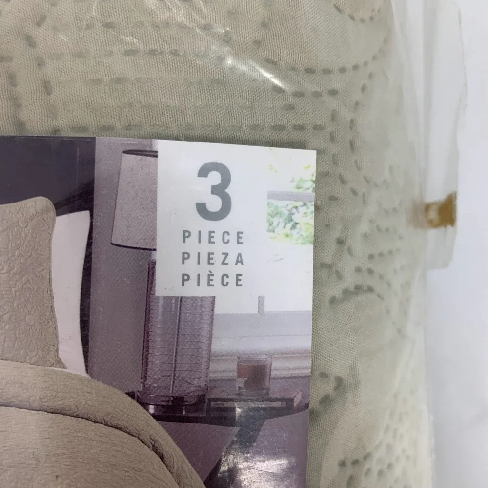 VCNY Home Full Queen Quilt Set Taupe 3 Piece Polyester Bedding‎